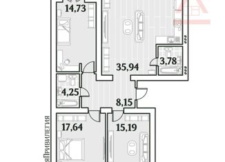 Продам 4-ком. квартиру, 100 м2, посёлок Западный, Цветной бульвар, 29