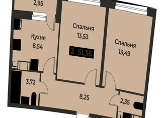 Продается двухкомнатная квартира, 51.36 м2, Мурино, ЖК Авиатор, проспект Авиаторов Балтики, 29к2