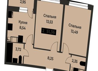 2-ком. квартира на продажу, 51.36 м2, Мурино, проспект Авиаторов Балтики, 29к2, ЖК Авиатор