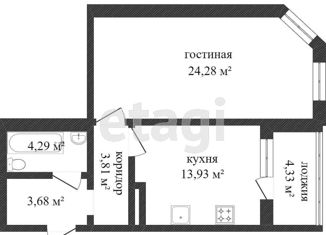 Продается 1-комнатная квартира, 52.6 м2, Красноярск, улица Алексеева, 48А