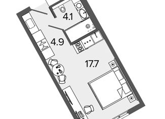 Продам квартиру студию, 26.7 м2, Санкт-Петербург, метро Московские ворота, Московский проспект, 103