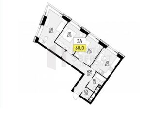 3-комнатная квартира на продажу, 68 м2, Москва, улица Народного Ополчения, 15с5, ЖК Веллтон Тауэрс