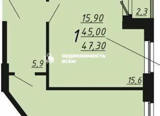 Продажа 1-ком. квартиры, 45.3 м2, Челябинск, улица Курчатова, 11, ЖК Парус