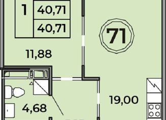 Продаю 1-ком. квартиру, 40.71 м2, посёлок Шушары, ЖК Образцовый квартал 7, Образцовая улица, 8к2