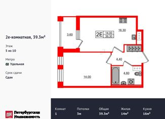 Продается однокомнатная квартира, 39.3 м2, Санкт-Петербург, Манчестерская улица, 5к1, Выборгский район