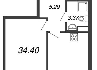 Продам 1-ком. квартиру, 34.4 м2, Санкт-Петербург, Московское шоссе, 3к5, ЖК Неопарк