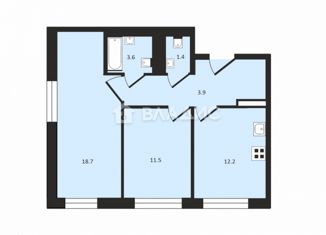 Двухкомнатная квартира на продажу, 57.2 м2, рабочий посёлок Боброво, Крымская улица, 7к1