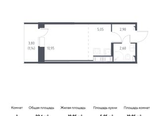 Продажа квартиры студии, 22.6 м2, Колпино, жилой комплекс Новое Колпино, к34