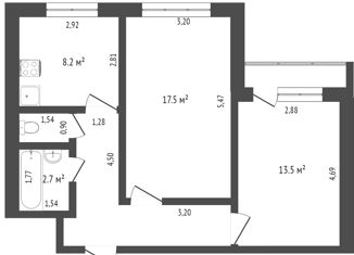 Продажа 2-комнатной квартиры, 53.5 м2, Тюменская область, микрорайон 16А, 77
