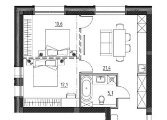 Продажа двухкомнатной квартиры, 55.41 м2, деревня Новолисиха, Австрийский квартал, 23