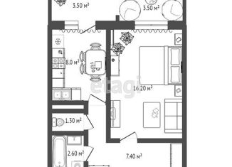 Продаю 1-комнатную квартиру, 35.5 м2, Тюмень, ЖК Тура-2, улица Алексея Леонова, 32