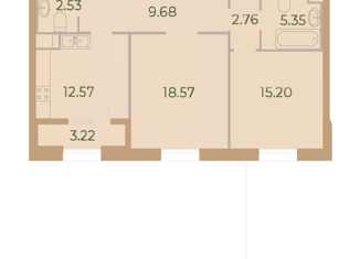 Продажа 2-ком. квартиры, 68.8 м2, Санкт-Петербург, метро Крестовский остров, Петровский проспект, 9