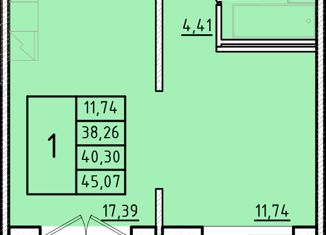 1-комнатная квартира на продажу, 38.26 м2, посёлок Шушары, Образцовая улица, 6к1