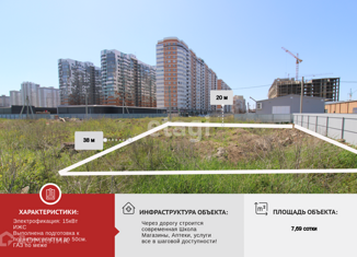 Продается земельный участок, 7.63 сот., посёлок Краснодарский, посёлок Краснодарский, 2/2