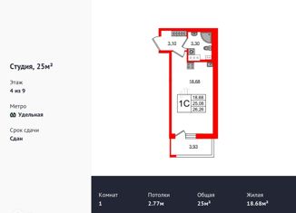 Квартира на продажу студия, 25 м2, Санкт-Петербург, Манчестерская улица, 3с1, ЖК Светлана Парк