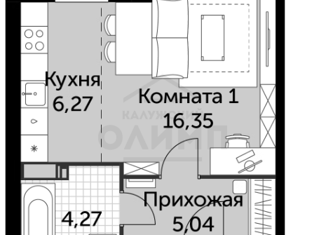 Квартира на продажу студия, 30.7 м2, Калужская область, Пригородная улица, 54