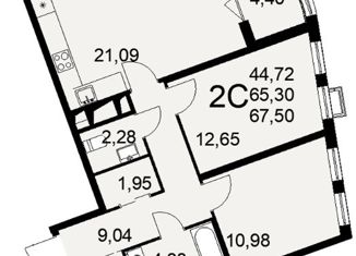 Продам 2-комнатную квартиру, 67.5 м2, Тула, улица Фёдора Смирнова, 2, Привокзальный территориальный округ