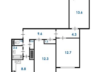 Продаю 3-ком. квартиру, 66.8 м2, Пушкин, Ленинградская улица, 99