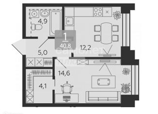 Продажа двухкомнатной квартиры, 40.8 м2, Москва, Даниловский район, набережная Марка Шагала, 1к1