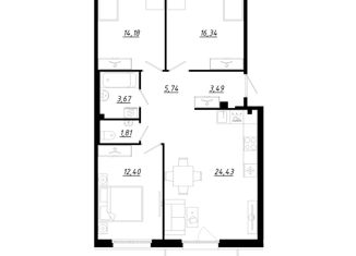 Продам 3-комнатную квартиру, 84.4 м2, городской посёлок Фёдоровское, Счастливая улица, 4