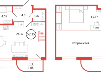 Продается квартира студия, 52.15 м2, поселок Бугры, ЖК Энфилд, аллея Ньютона, 2