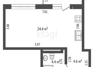 Продам квартиру студию, 33.4 м2, Краснодар, Старокубанская улица, 123Ак1, ЖК Айвазовский