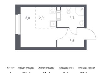 Квартира на продажу студия, 18.4 м2, деревня Столбово, проспект Куприна, 30к9