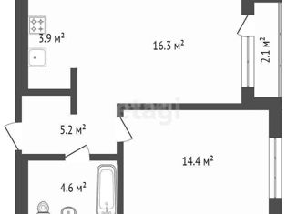 Продаю 1-комнатную квартиру, 47 м2, Тюменская область, улица Игоря Киртбая, 28