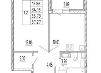 1-ком. квартира на продажу, 35.73 м2, Санкт-Петербург, Глухарская улица, 30, метро Комендантский проспект