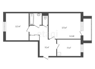 Продам 2-ком. квартиру, 51.2 м2, Красноярск, проспект Мира, 50, Центральный район