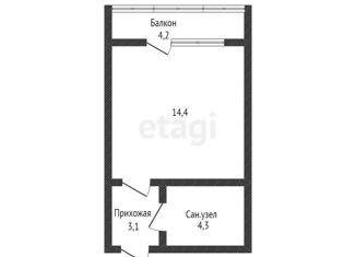 Продам квартиру студию, 21.8 м2, Краснодар, улица Героя Пешкова, 14к3