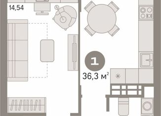 Продам однокомнатную квартиру, 36.3 м2, Екатеринбург, Тенистая улица, 8А, ЖК На Тенистой