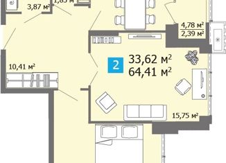 Продается 2-комнатная квартира, 64.41 м2, село Засечное, Прибрежный бульвар, 5, ЖК Созвездие