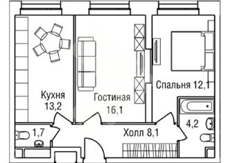 Продажа двухкомнатной квартиры, 55 м2, Москва, Шелепихинская набережная, 42к3, станция Хорошёво