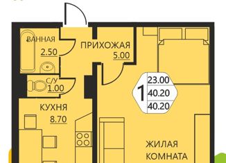 Продажа однокомнатной квартиры, 39.8 м2, деревня Кондратово, Артемьевская улица, 2, ЖК Медовый