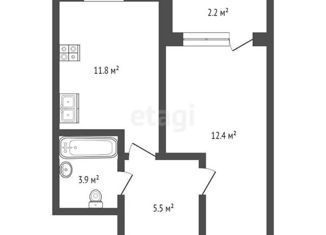 1-ком. квартира на продажу, 34 м2, Тюмень, Полевая улица, 117к5, ЖК Озёрный Парк