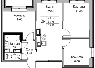 Продажа 3-ком. квартиры, 29.12 м2, Санкт-Петербург, Ивинская улица, 19к3, муниципальный округ Лахта-Ольгино