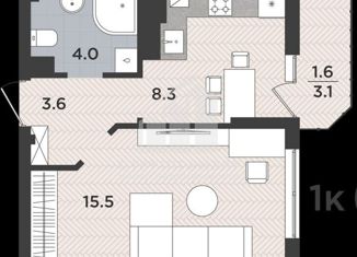 Продам 1-комнатную квартиру, 33.6 м2, Калининград, Тихорецкий проезд, 5к1