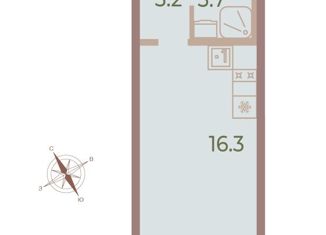 Квартира на продажу студия, 23.2 м2, Санкт-Петербург, метро Чкаловская, Петровский проспект, 9к2