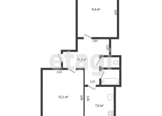 Продажа 2-комнатной квартиры, 54.8 м2, Тюменская область, микрорайон Мирный, 7/1