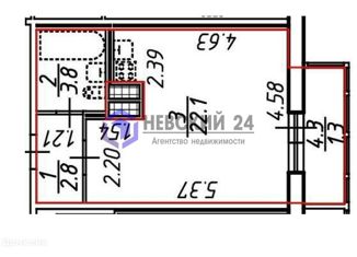 Продам квартиру студию, 28.7 м2, Колпино, Павловская улица, 61