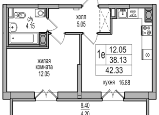 Продажа однокомнатной квартиры, 41.6 м2, посёлок Парголово, ЖК Северная Долина