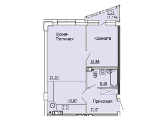 1-ком. квартира на продажу, 62.8 м2, Киров, Октябрьский проспект, 117, ЖК Алые Паруса