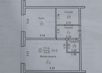 Продается 1-комнатная квартира, 34 м2, Кировская область, Прибрежный бульвар, 2