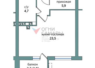 Продажа квартиры студии, 35.1 м2, Самара, метро Гагаринская, Съездовская улица, 5