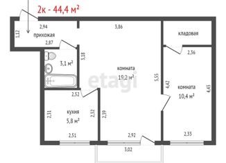 Продажа 2-комнатной квартиры, 44.4 м2, Екатеринбург, метро Ботаническая, улица Белинского, 152к1