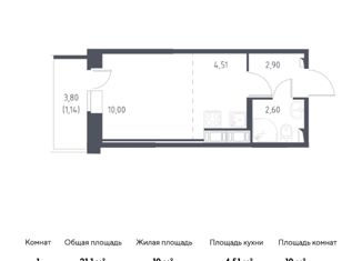 Квартира на продажу студия, 21.1 м2, Колпино, жилой комплекс Новое Колпино, к34
