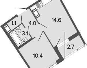 Продажа двухкомнатной квартиры, 34.55 м2, Санкт-Петербург, Комендантский проспект, 60к3, ЖК Ультра Сити