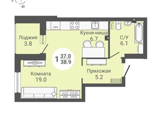 Продаю квартиру студию, 38.9 м2, Новосибирская область, улица Петухова, 168с