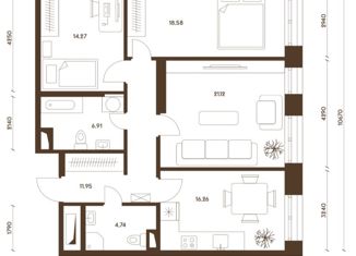 Продается 3-комнатная квартира, 93.4 м2, Москва, Донецкая улица, 34к1, станция Курьяново